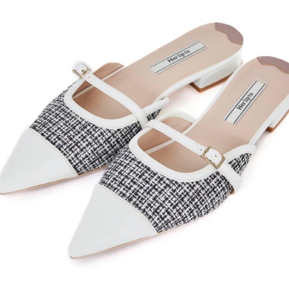 Tweed Backless Flats - Picture 1 of 11